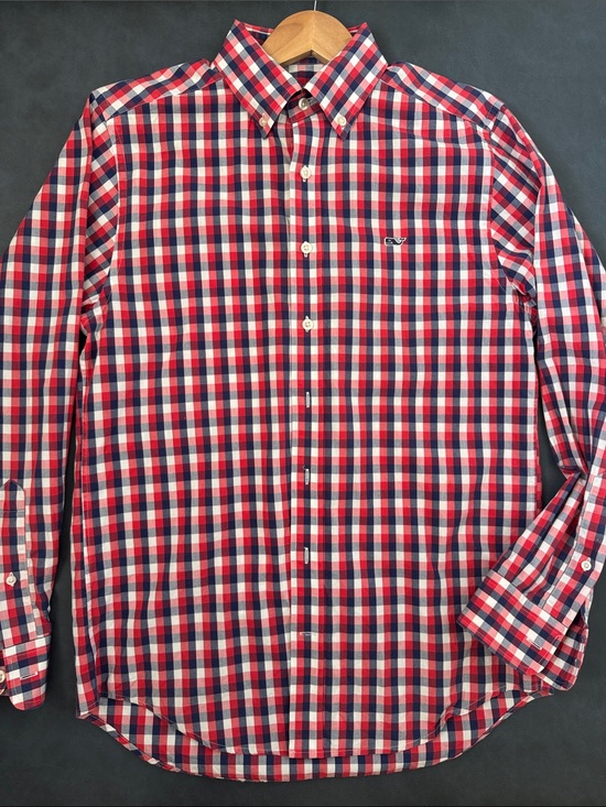 Vineyard Vines Other - Vineyard Vines Red, Navy & White Check Button-Down Shirt Mens